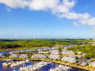 View over the lush land and clear waters of Myrtle Beach, South Carolina