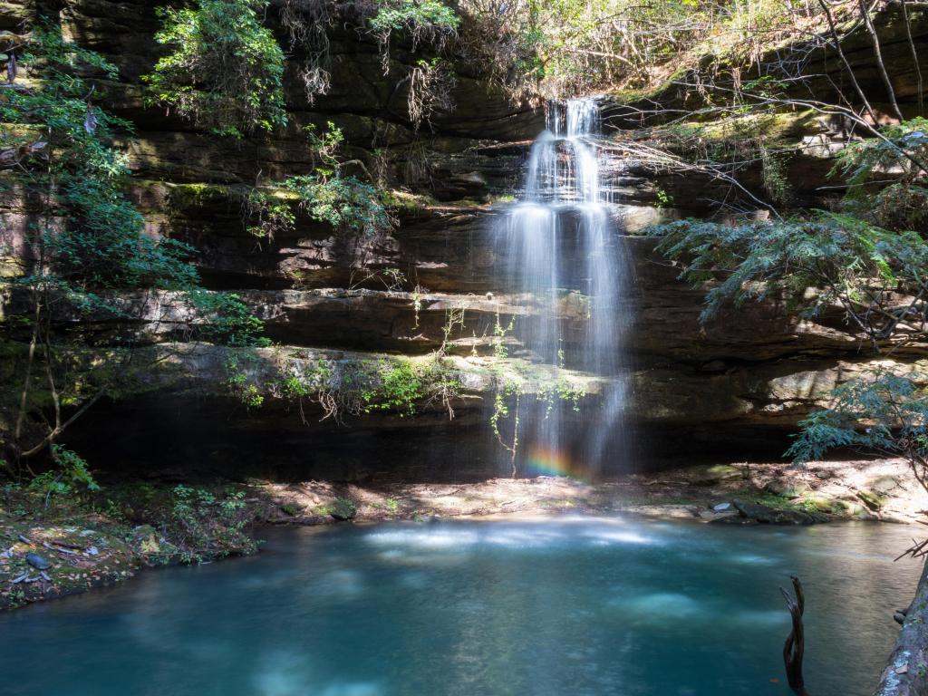 Shangri La Waterfall in Bankhead National Forest, Alabama in fall.