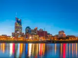 Downtown Nashville at night from across the Cumberland River, Tennessee