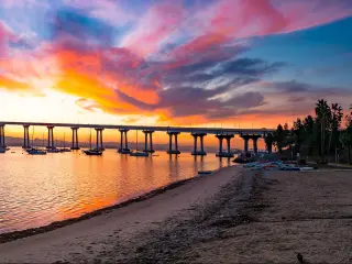 Coronado Bridge at sunrise, San Diego, California