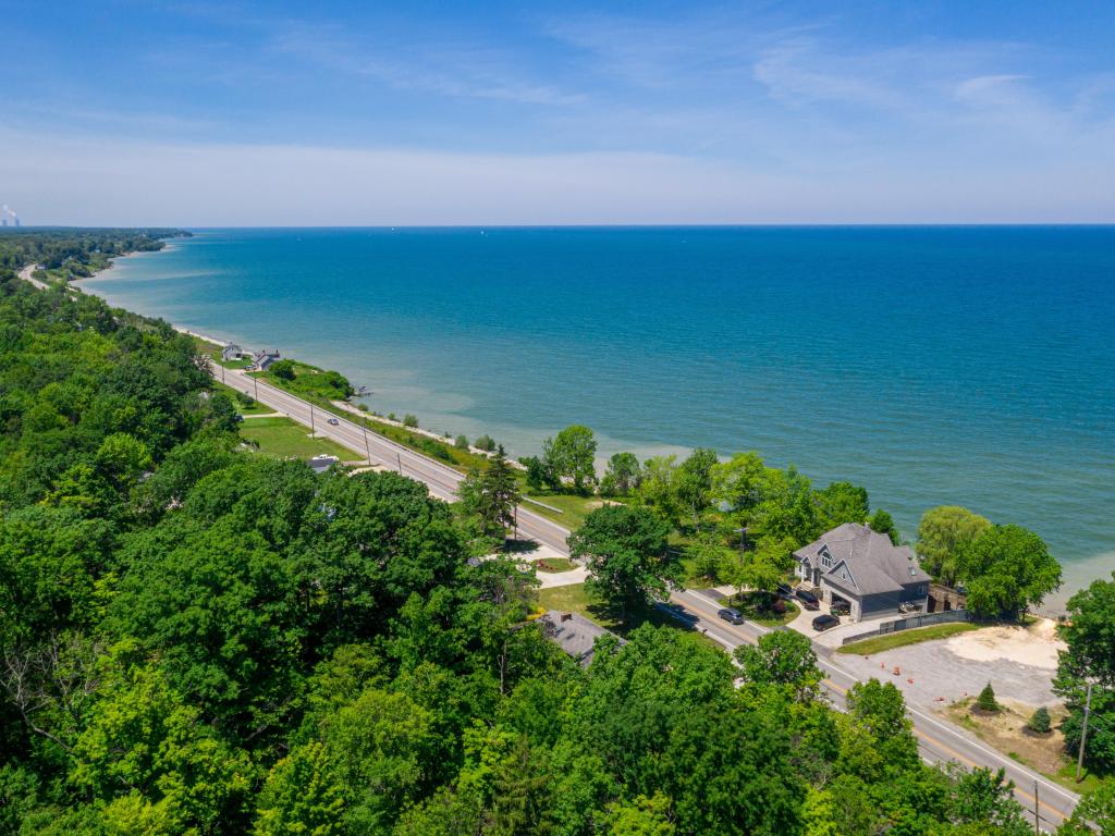Beautiful Aerial View of Lake Erie Shoreline