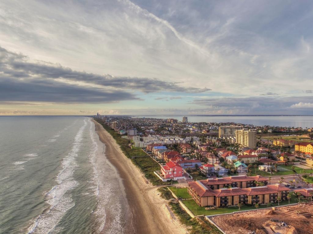 South Padre Island stretching towards the horizon on the Texas Gulf Coast