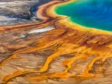 Grand Prismatic Spring in Yellowstone National Park, Wyoming, USA taken as a view from above.