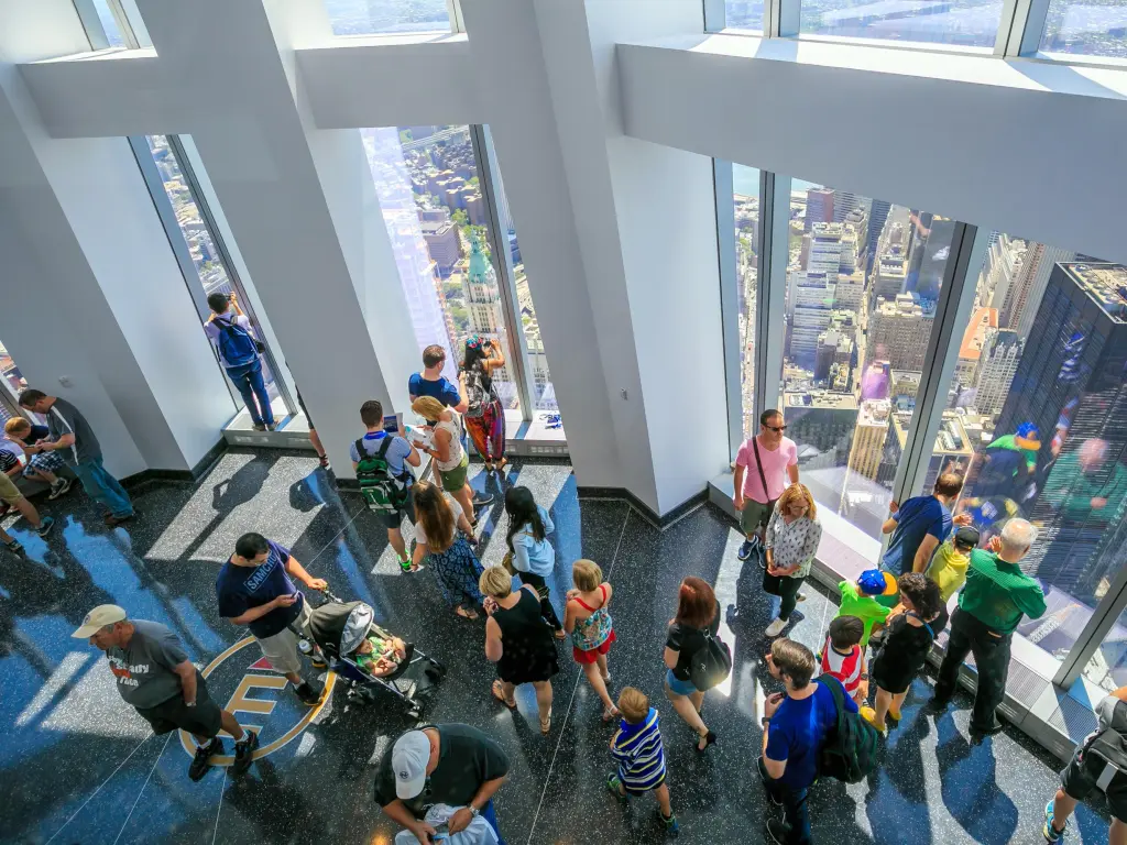 Visitors at the One World Observatory, New York