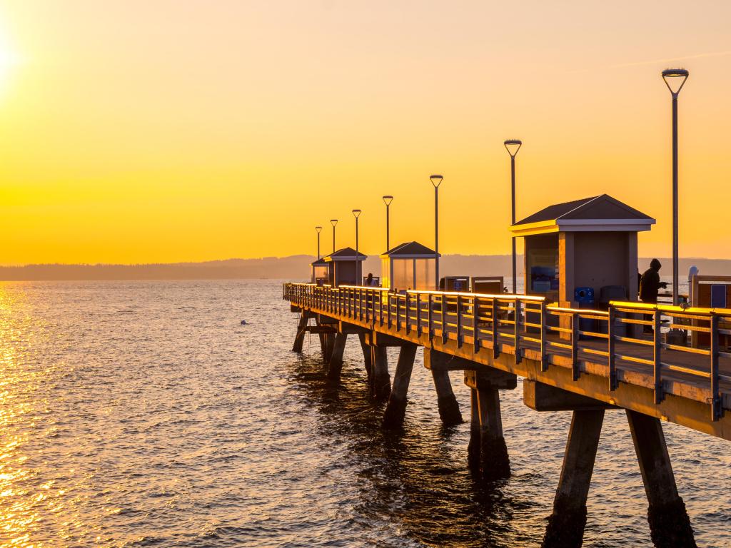 Sun setting over the Edmonds Fishing Pier