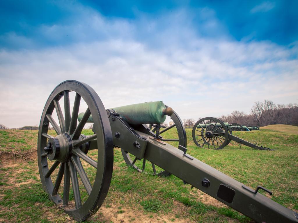 Civil War cannon on a historic battlefield in Vicksburg, MS