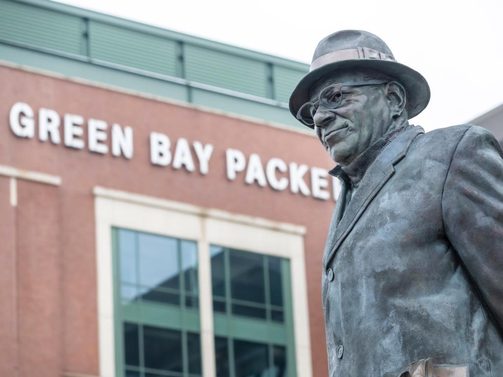 Statue in front of historic Lambeau Field, home of the Green Bay Packers