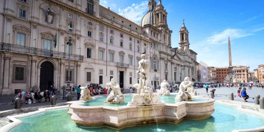 A water feature in Piazza Navona in Rome 