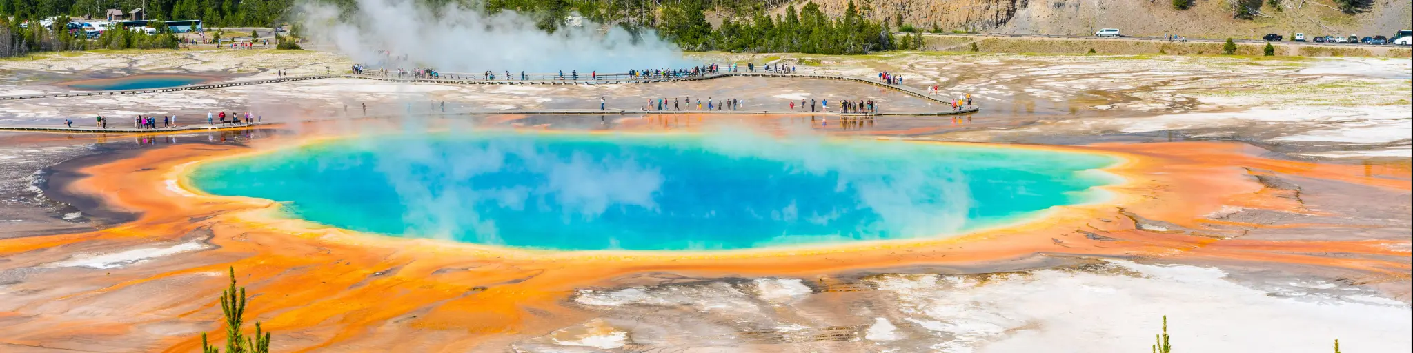 The grand prismatic geyser in Midway Basin, Yellowstone National Park.