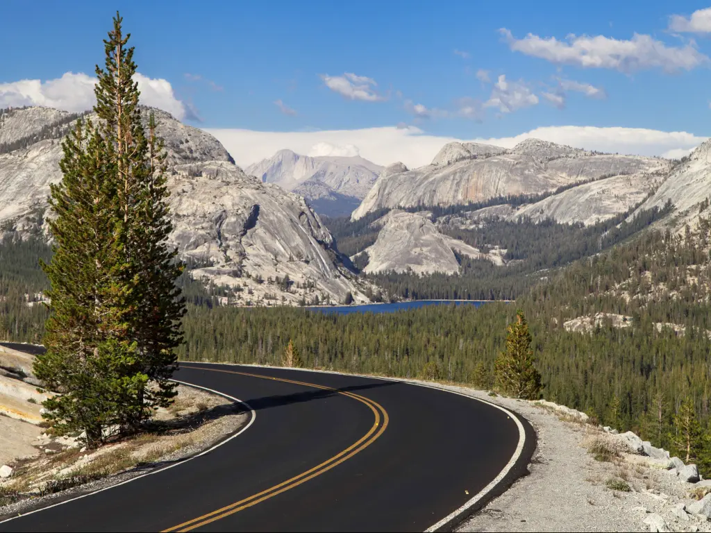Tioga Pass road at Olmsted Point in the Yosemite National Park.