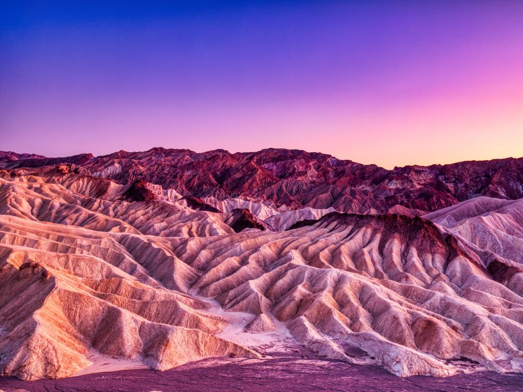 Badlands view from Zabriskie Point in Death Valley National Park at Dusk, California