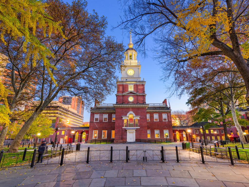 Independence Hall in Philadelphia, Pennsylvania in the fall.