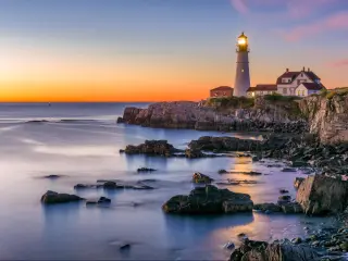 Portland Head Light at sunset in Portland, Maine