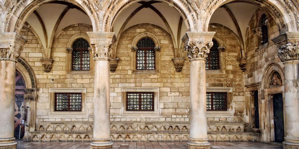 The grand arches of Rector's Palace in Dubrovnik, Croatia