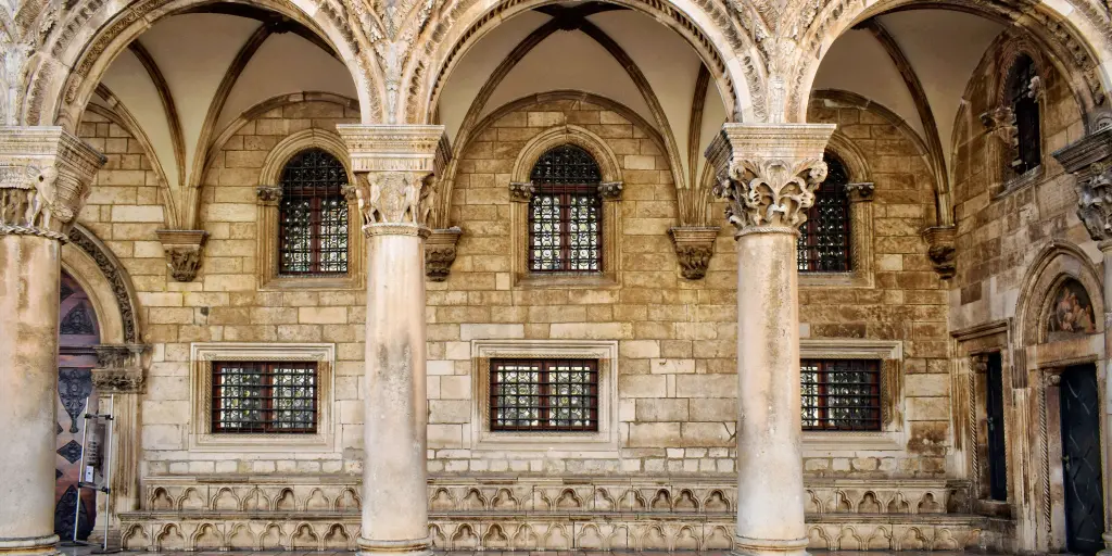 The grand arches of Rector's Palace in Dubrovnik, Croatia