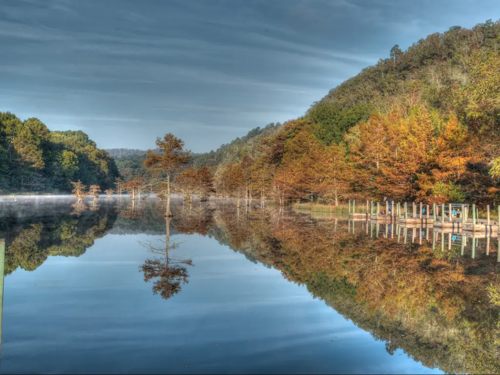 A lake in the Beavers Bend State Park, Oklahoma in the fall.