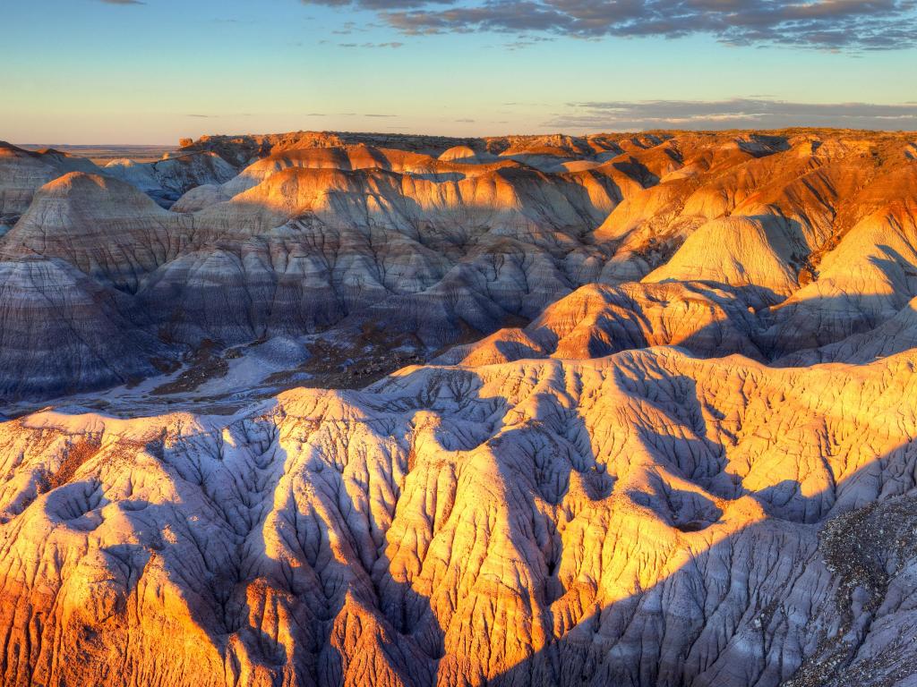 Strange rocky landscape in golden light