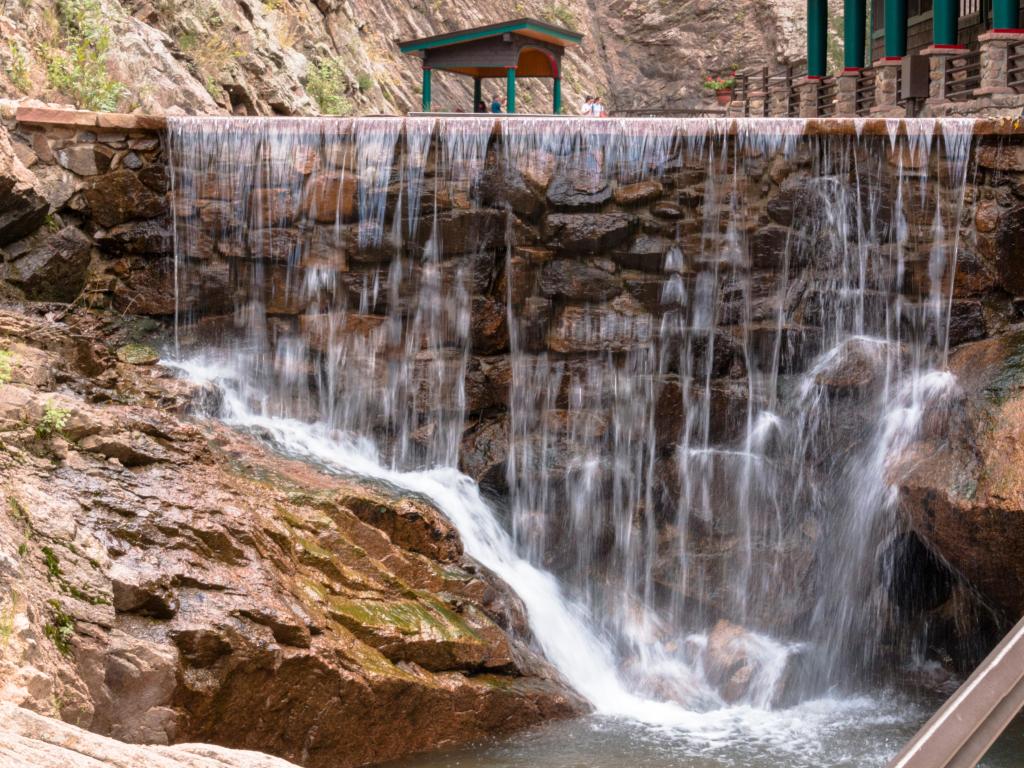 Colorado Springs, Colorado, USA with a small waterfall at Broadmoor Seven Falls.