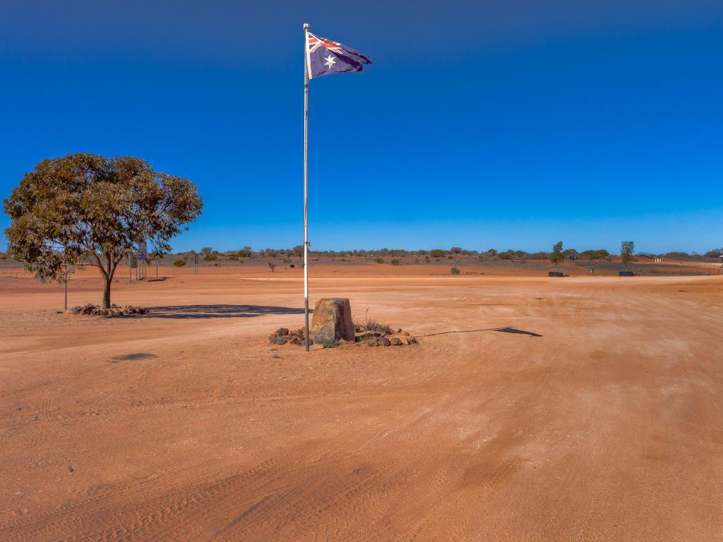 Sandy roads and landscape in rural Camerons Corner in outback Queensland, Australia.