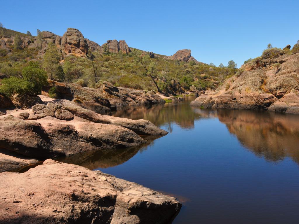 A hike to Bear Gulch Lake in the Pinnacles National Park, California