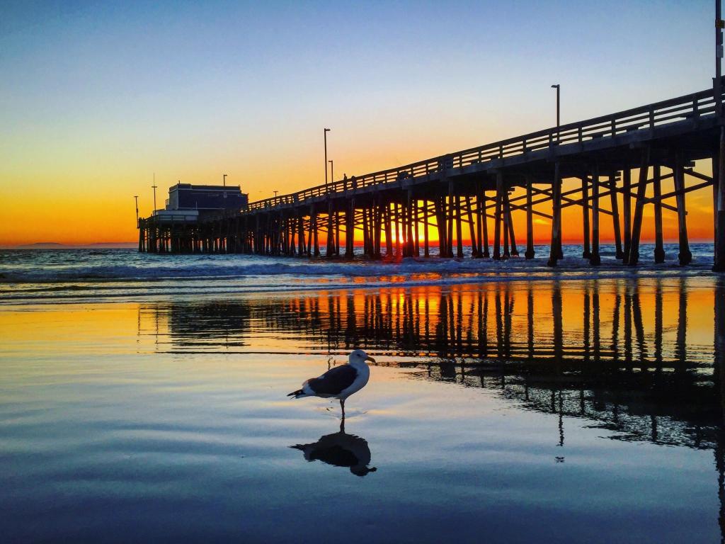 Fall Sunset from Newport Pier in Newport Beach, California.