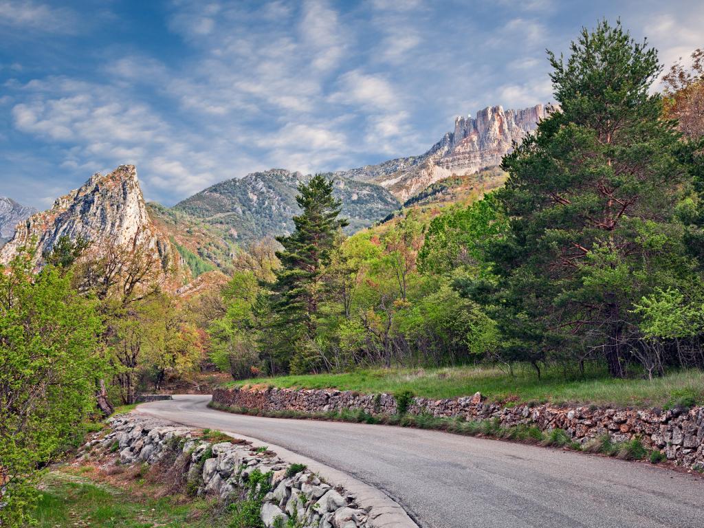 Verdon Natural Regional Park, Castellane, Provence, France with a spring landscape of the mountains.