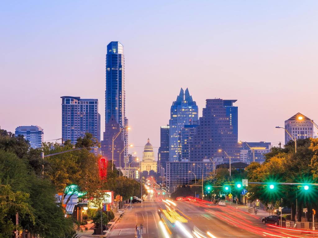 A View of the Skyline Austin, Texas at twilight