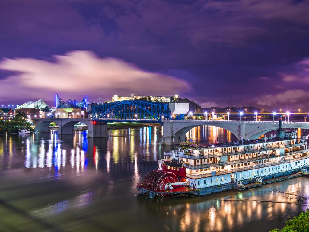 Chattanooga, Tennessee, USA downtown over the Tennessee River.