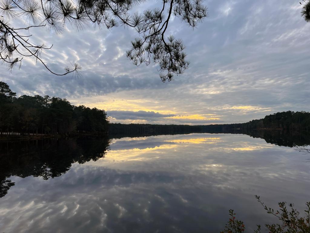 Sunset at Lake Juniper, Cheraw state park, South Carolina, USA