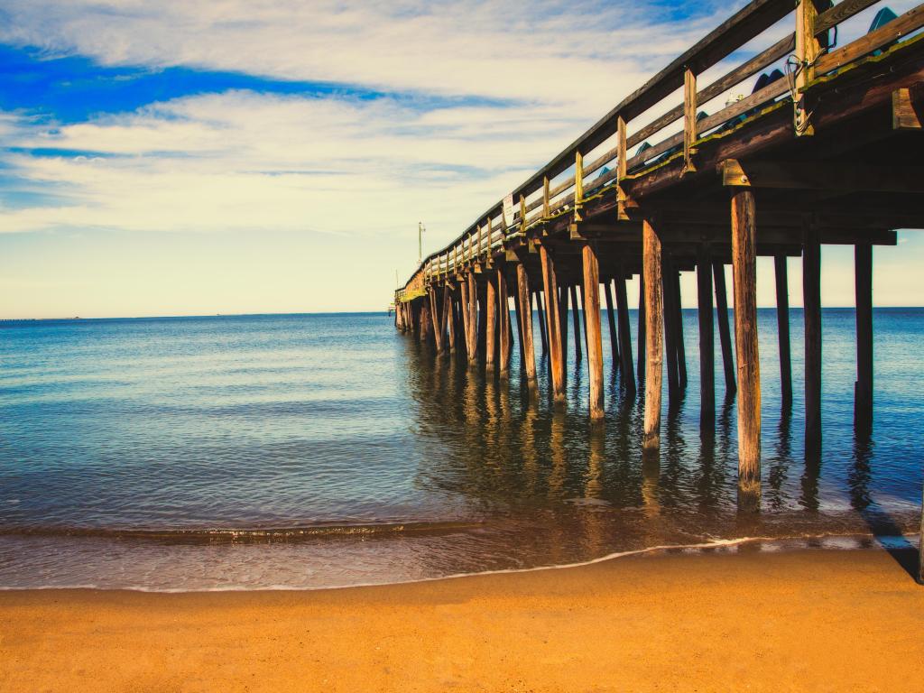 Sunrise at the 15th Street Pier in Virginia Beach, Virginia.