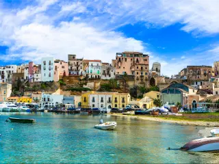 Travel in Sicily - picturesque fishing village Catellammare del golfo. Italy