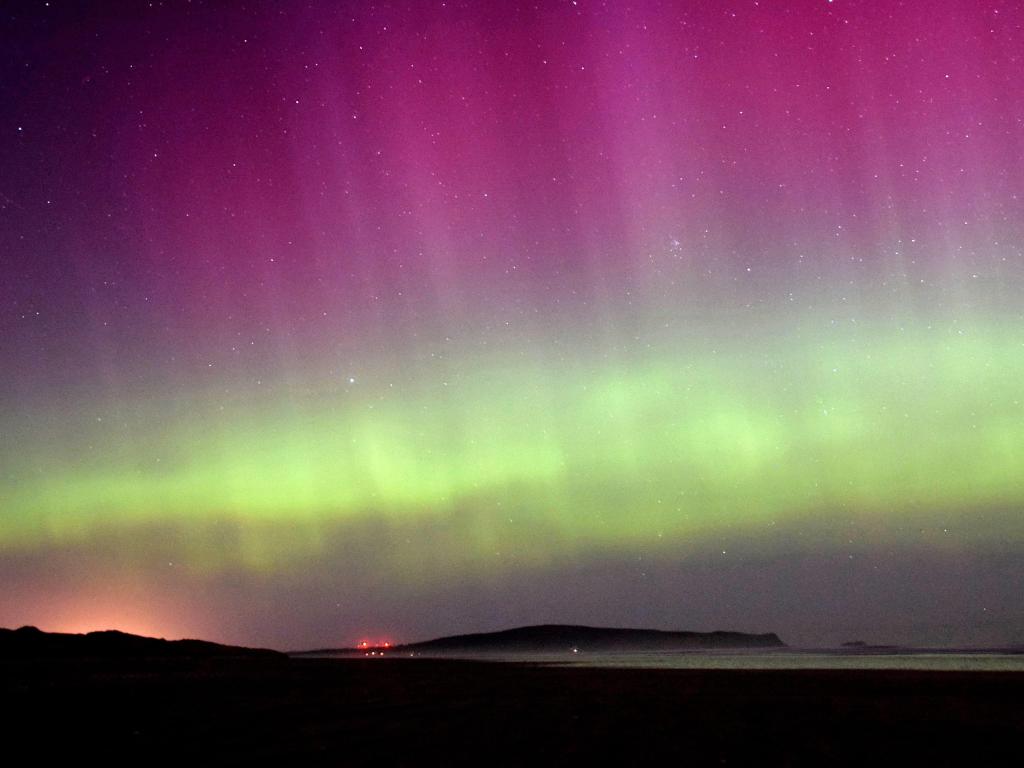 A brilliant Aurora Australis, or Southern Lights display in September 2015, observed off Oreti Beach, Invercargill.