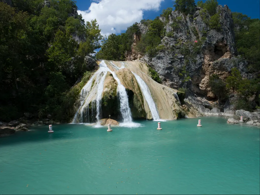 Turner Falls in Oklahoma on a bright summer's day.