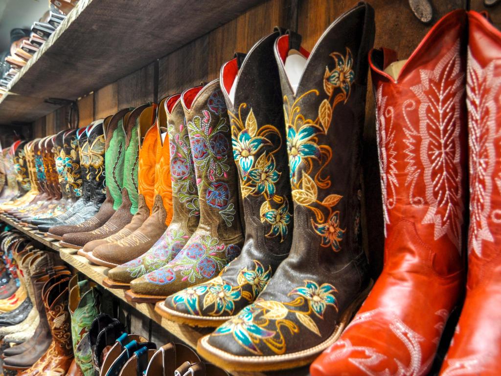 Wall of Cowboy Boots in Santa Fe, New Mexico, Usa