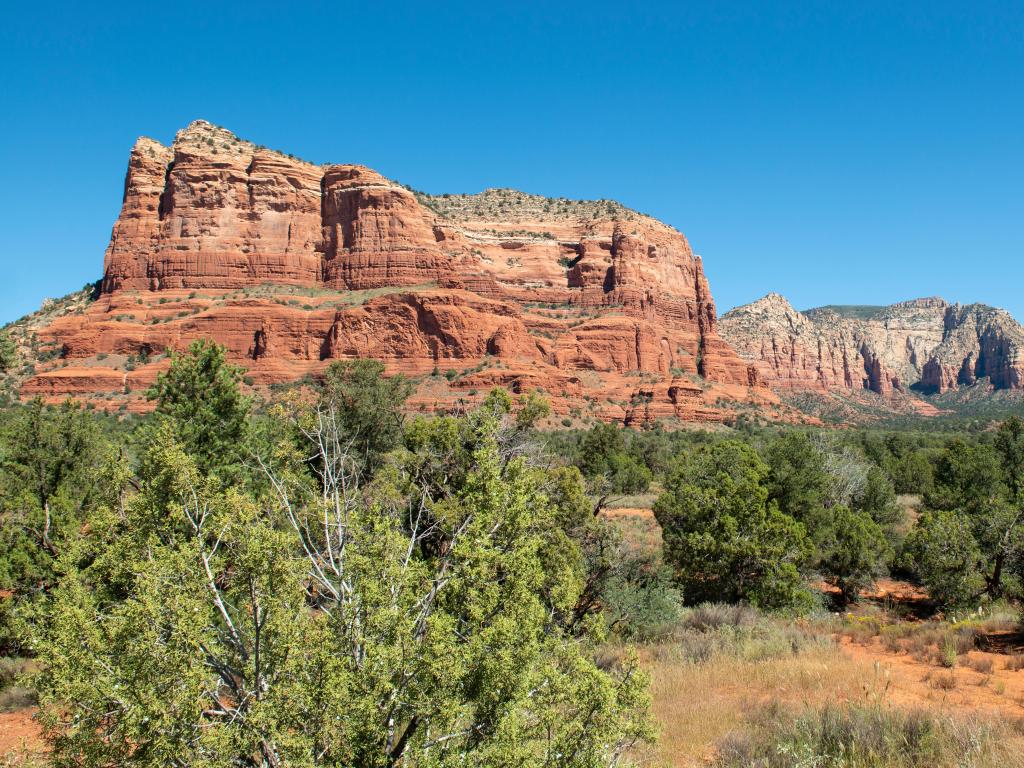 View of Courthouse Butte from Red Rock Scenic Byway in Sedona, Arizona