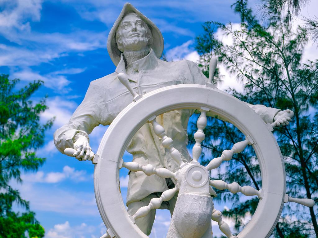 Fisherman statue at the harbor in Key-West, Florida, America