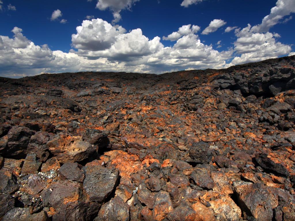 Craters of the Moon National Monument on a partially cloud day. 