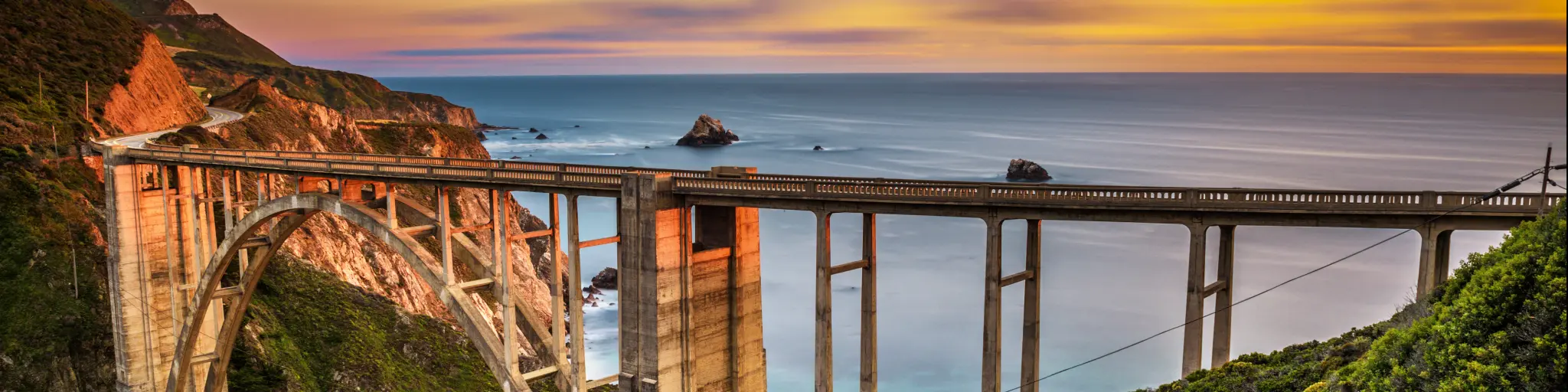 Bixby Creek Bridge is one of the highlights of Highway 1 that runs through the Big Sur in California.