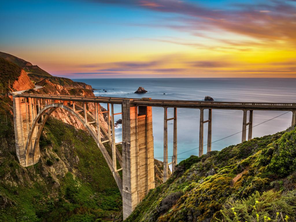 Bixby Creek Bridge is one of the highlights of Highway 1 that runs through the Big Sur in California.