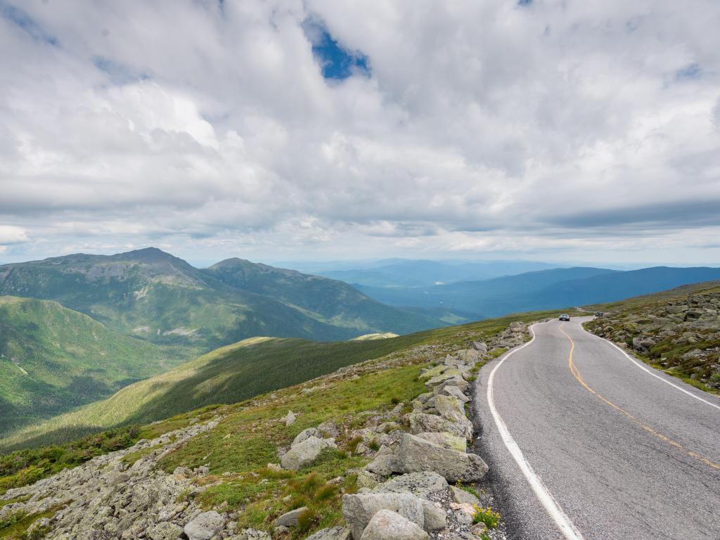 The Mount Washington Auto Road on a very cloudy day