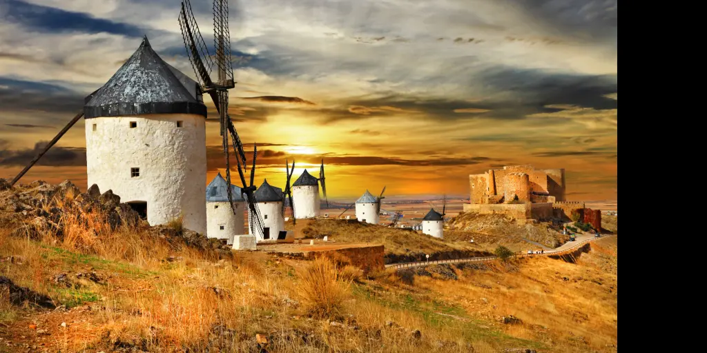 Beautiful windmills in Campo de Criptana on a drive through Castilla-La Mancha