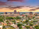 Albuquerque, New Mexico, USA downtown cityscape at twilight.