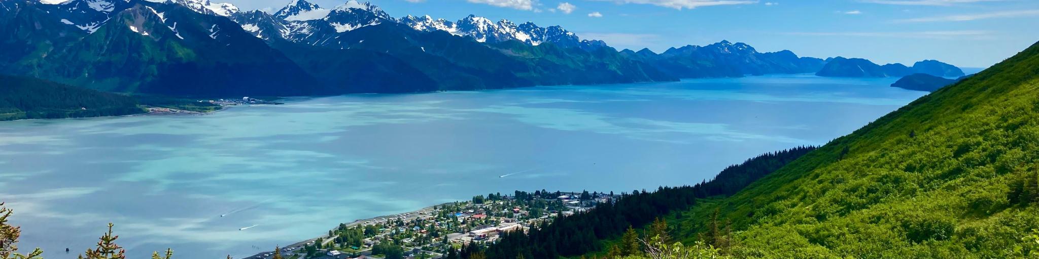 Seward Alaska view of Resurrection Bay from Mt Marathon