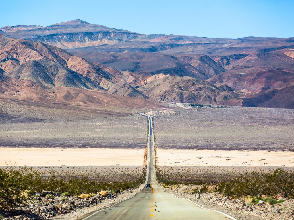 Highway 190 crossing Panamint Valley in Death Valley National Park