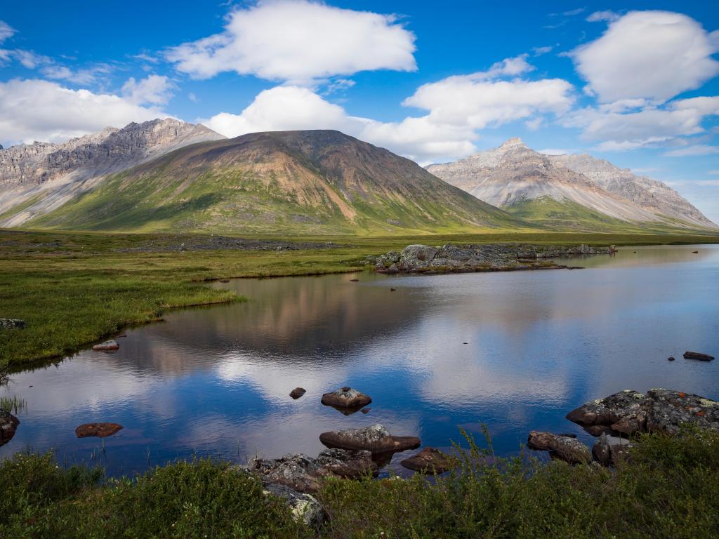 Landscape view of Gates of the Arctic National Park (Alaska), an underrated but stunning national park with blue skies