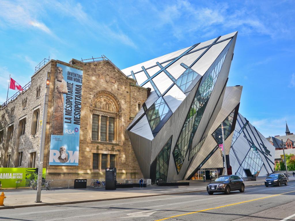 The vivid and architecturally distinctive Royal Ontario Museum in a sunny day in Toronto