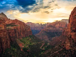 Zion National Park, Utah, USA taken at twilight at Canyon Overlook.