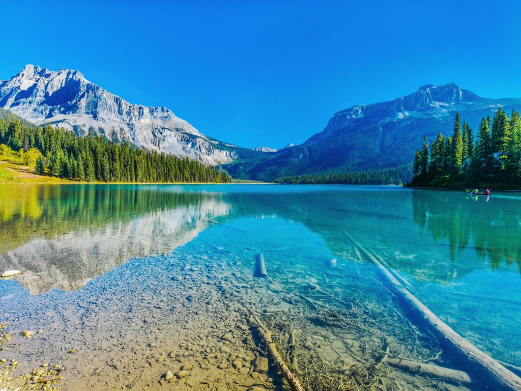 Emerald Lake with crystal waters in Yoho National Park in Canada