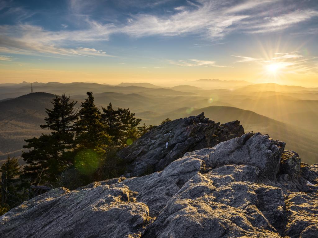 Grandfather Mountain Appalachian Sunset Blue Ridge Parkway Western NC in the mountains of North Carolina