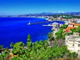 Azure coast of Nice, French Riviera on a sunny and blue day